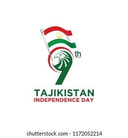 Vector illustration of Happy Tajikistan Independence Day 09 September With flag and eagle. 5K