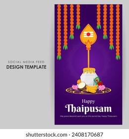 Vector illustration of Happy Thaipusam social media feed template