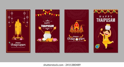 Vector illustration of Happy Thaipusam social media feed template