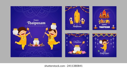 Vector illustration of Happy Thaipusam social media feed template