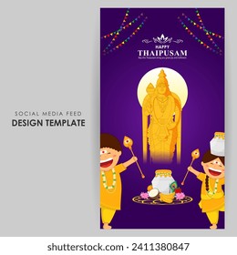 Vector illustration of Happy Thaipusam social media feed template
