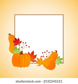 Vector illustration of Happy Thanksgiving background with empty frame