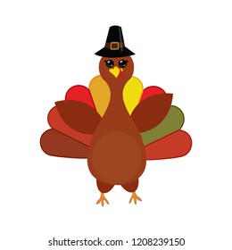 Vector Illustration of a Happy Thanksgiving Celebration Design with Cartoon Turkey