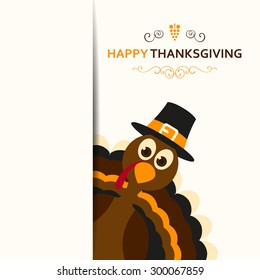 Vector Illustration of a Happy Thanksgiving Celebration Design with Cartoon Turkey