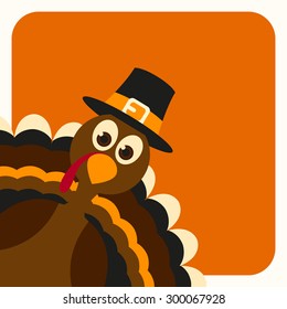 Vector Illustration of a Happy Thanksgiving Celebration Design with Cartoon Turkey