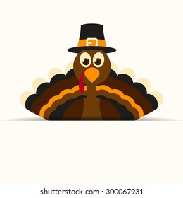 Vector Illustration of a Happy Thanksgiving Celebration Design with Cartoon Turkey