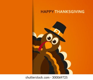 Vector Illustration of a Happy Thanksgiving Celebration Design with Cartoon Turkey
