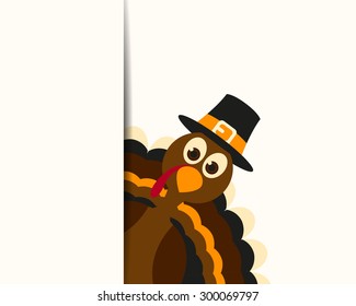 Vector Illustration of a Happy Thanksgiving Celebration Design with Cartoon Turkey