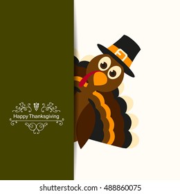 Vector Illustration of a Happy Thanksgiving Celebration Design with Cartoon Turkey