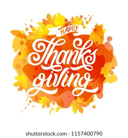 Vector illustration. Happy Thanksgiving Day typography vector design for greeting cards and poster on a textural background design template  celebration.Happy Thanksgiving  inscription, lettering.