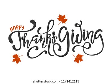 Vector illustration. Happy Thanksgiving Day typography vector design for greeting cards and poster on a textural background design template celebration.Happy Thanksgiving inscription, lettering.