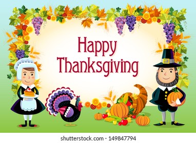 Vector illustration of happy thanksgiving day background. 