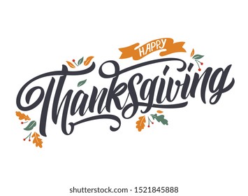 Vector illustration. Happy Thanksgiving Day typography vector design for greeting cards and poster on a textural background design template  celebration.Happy Thanksgiving  inscription, lettering.