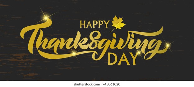 Vector illustration. Happy Thanksgiving Day typography vector design for greeting cards and poster on a textural background design template  celebration.Happy Thanksgiving  inscription, lettering.