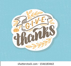 Vector illustration of Happy Thanksgiving text for cards, stickers, for any type of artworks like banners and posters. Hand drawn calligraphy, lettering, typography for the holiday events.