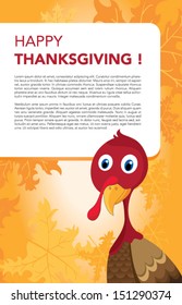 Vector illustration of happy Thanksgiving turkey with custom designed lettering theme