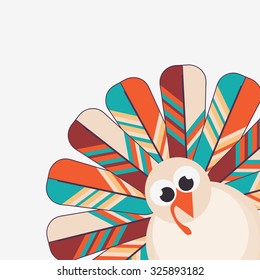 Vector illustration of happy Thanksgiving turkey bird with colourful background.