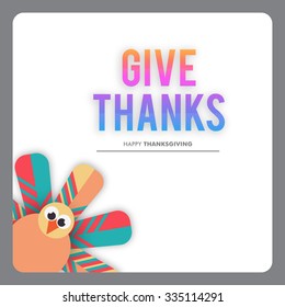 Vector illustration of happy Thanksgiving turkey bird with colourful background.