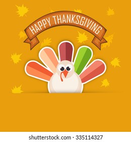Vector illustration of happy Thanksgiving turkey bird with colourful background.