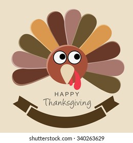 Vector illustration of happy Thanksgiving turkey bird with colourful background.