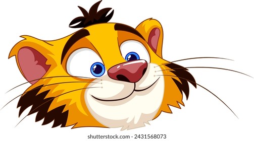 Ilustración vectorial de una cara de cachorro de tigre feliz