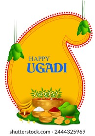 vector illustration of Happy Ugadi holiday religious festival background for Happy New Year of Andhra Pradesh, Telangana, and Karnataka in India