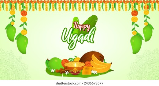 Vector illustration of Happy Ugadi social media feed template