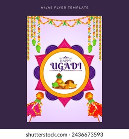 Vector illustration of Happy Ugadi social media feed A4 template