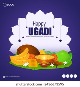 Vector illustration of Happy Ugadi social media feed template