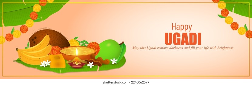 vector illustration for happy ugadi, south new year