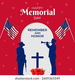 Vector illustration of Happy US Memorial Day social media template