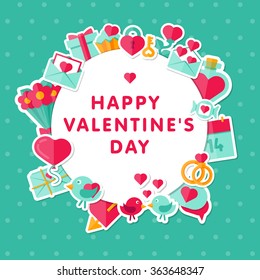Vector illustration. Happy Valentine day background in flat minimalistic style