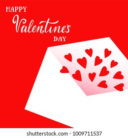 Vector illustration with Happy Valentine's Day text. Copy space for text. Happy Valentines Day romantic greeting card, typography poster with modern calligraphy. Lettering romantic card. EPS 10. 