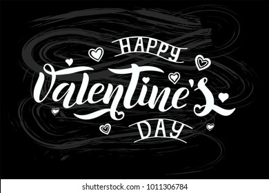 vector illustration of Happy Valentines day text for greeting card, banner template.Happy Valentines day lettering typography poster.Vector illustration of happy valentines day design on blackboard.