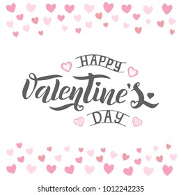 vector illustration of Happy Valentines day text for greeting card, banner template.Happy Valentines day  typography poster with handwritten calligraphy text, isolated on white background with hearts.