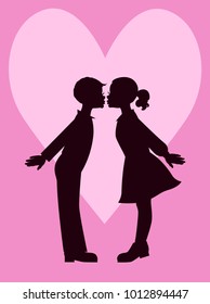 Vector illustration of Happy Valentine's day couple silhouette image