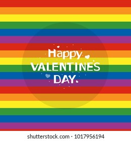 vector illustration of a Happy Valentine's Day on the background of rainbow flag