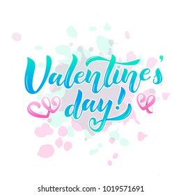 Vector illustration of Happy Valentines day text for bags, tag and icon. Valentines day card/invitation/template. St Valentines day calligraphy background. Lovers day lettering typography poster.