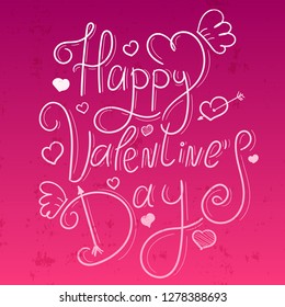 Vector illustration of Happy Valentine's Day text. Good for card, poster, banner, invitation, postcard, icon. Calligraphy background. Hand lettering typography poster. EPS 10