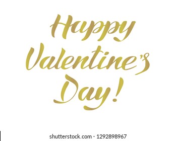 Vector illustration. Happy Valentine's day lettering gold effect.
