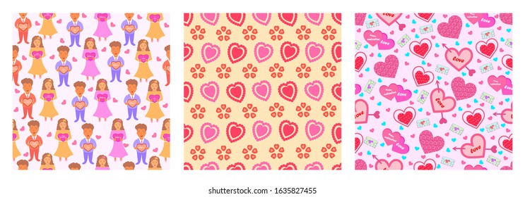 vector illustration of Happy Valentine's Day greetings seamless pattern background