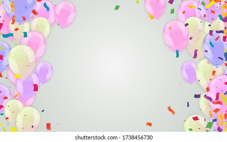 Vector Illustration of Happy Valentines Day and Birthday banner ribbons and balloons 