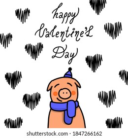 Vector illustration happy Valentine's day. Holiday card.