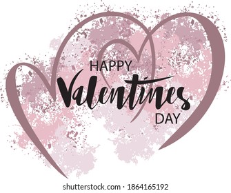 Vector illustration of Happy Valentine's Day. Handwritten lettering. Typographic text, badge, icon. Celebration poster, postcard, postcard, invitation, banner. Romantic quote. 