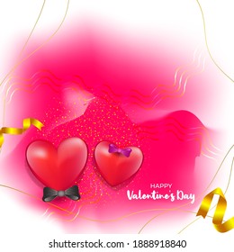 vector illustration for Happy Valentine's Day concept backgrounds with hearts, ribbons