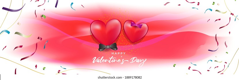 vector illustration for Happy Valentine's Day concept backgrounds with hearts, ribbons