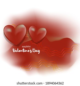Vector illustration of Happy Valentine's Day concept banner with hearts, ribbons, confetti on abstract love background.