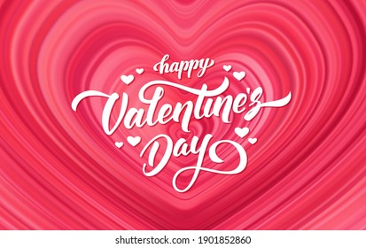 Vector illustration: Happy Valentines Day. Greeting card with Modern red flow heart background.