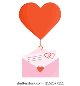 Vector illustration Happy Valentine's Day. Envelope with love letter, heart. Romantic. Together. Relationship, dating concept. Couple in love