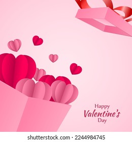 Vector illustration of Happy Valentine's Day concept rose petals background